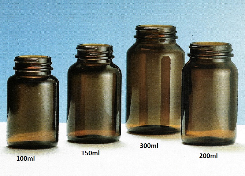 Liekovka 100ml GL38, sklo, hnedá, širokohrdlá bez uzáveru, L71