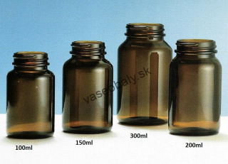 Liekovka 200ml GL45, sklo, hnedá, širokohrdlá bez uzáveru, L73